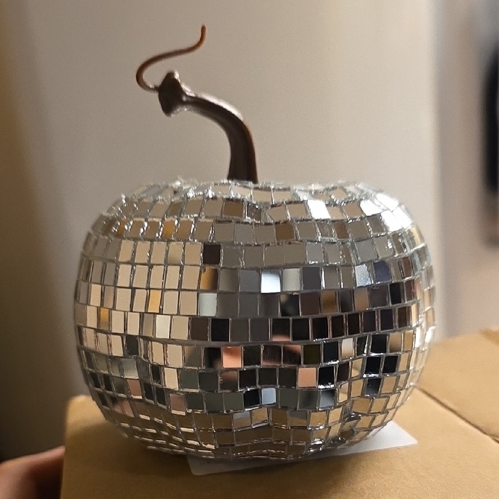 Silver Mosaic Pumpkin Decor